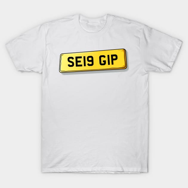 SE19 GIP Gipsy Hill Number Plate T-Shirt by We Rowdy